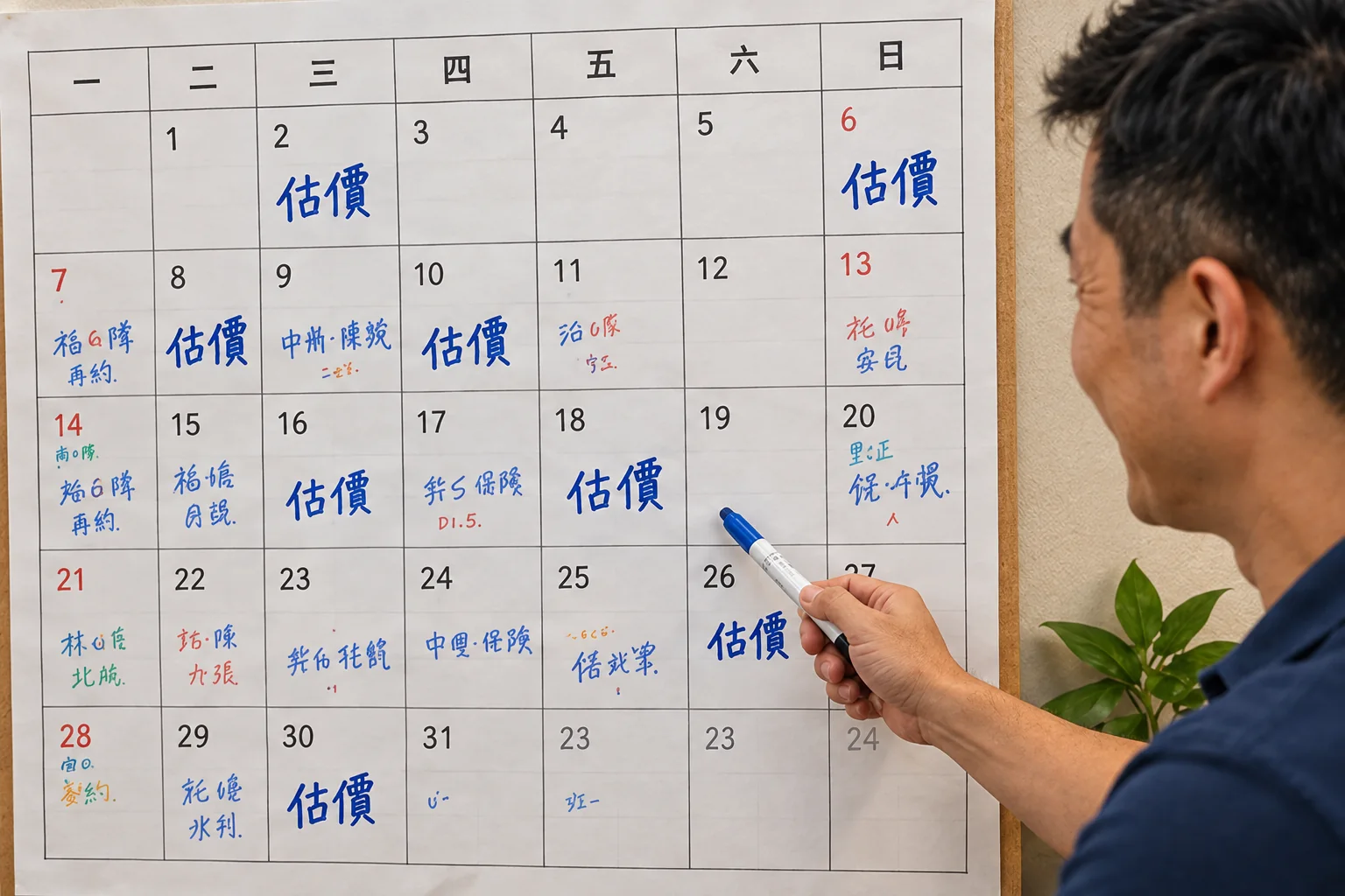 行事曆排滿估價